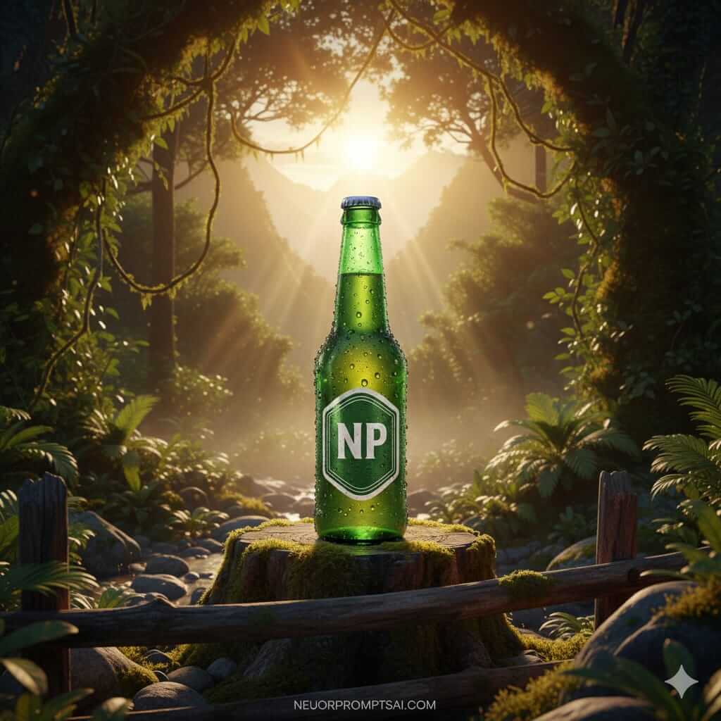 Golden Sunrise Jungle Brew Premium Refreshment In Luxurious Cinematic Valley Scene